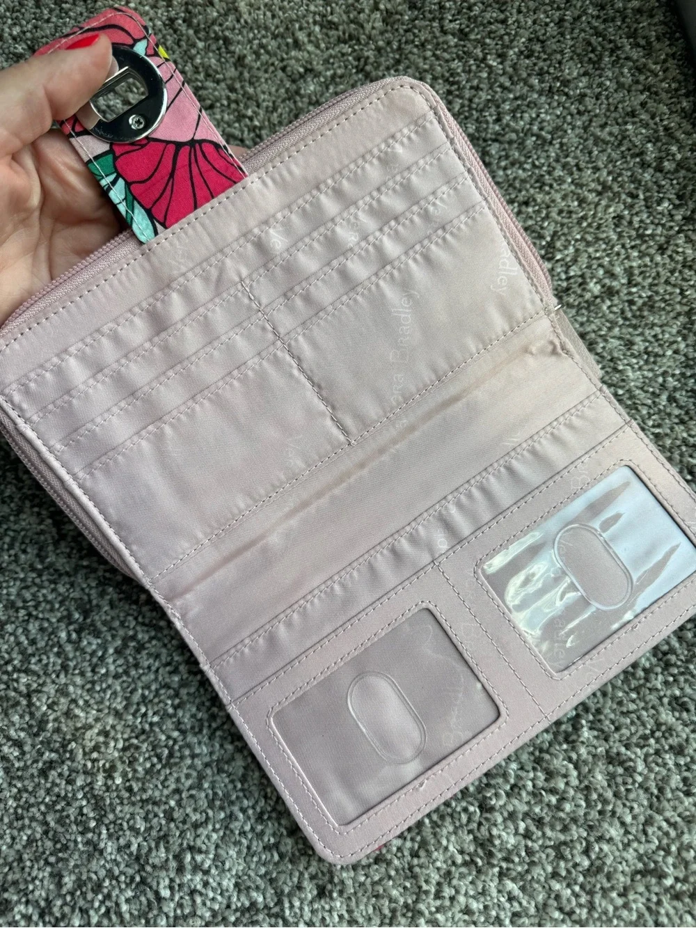 Vera Bradley Turnlock Wallet - Vintage Floral Quilted Cotton